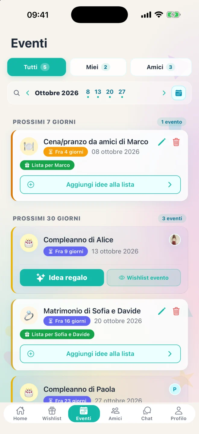 Gli eventi, con il promemoria al momento giusto